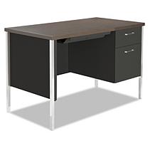 Alera Sd4524bm 29.5 X 44.8 X 24 In. Single Pedestal Steel & Metal Desk - Walnut, Black