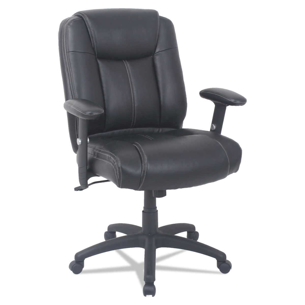 Alera Alecc4219 Leather Mid-back Chair With Adjustable Arms, Black