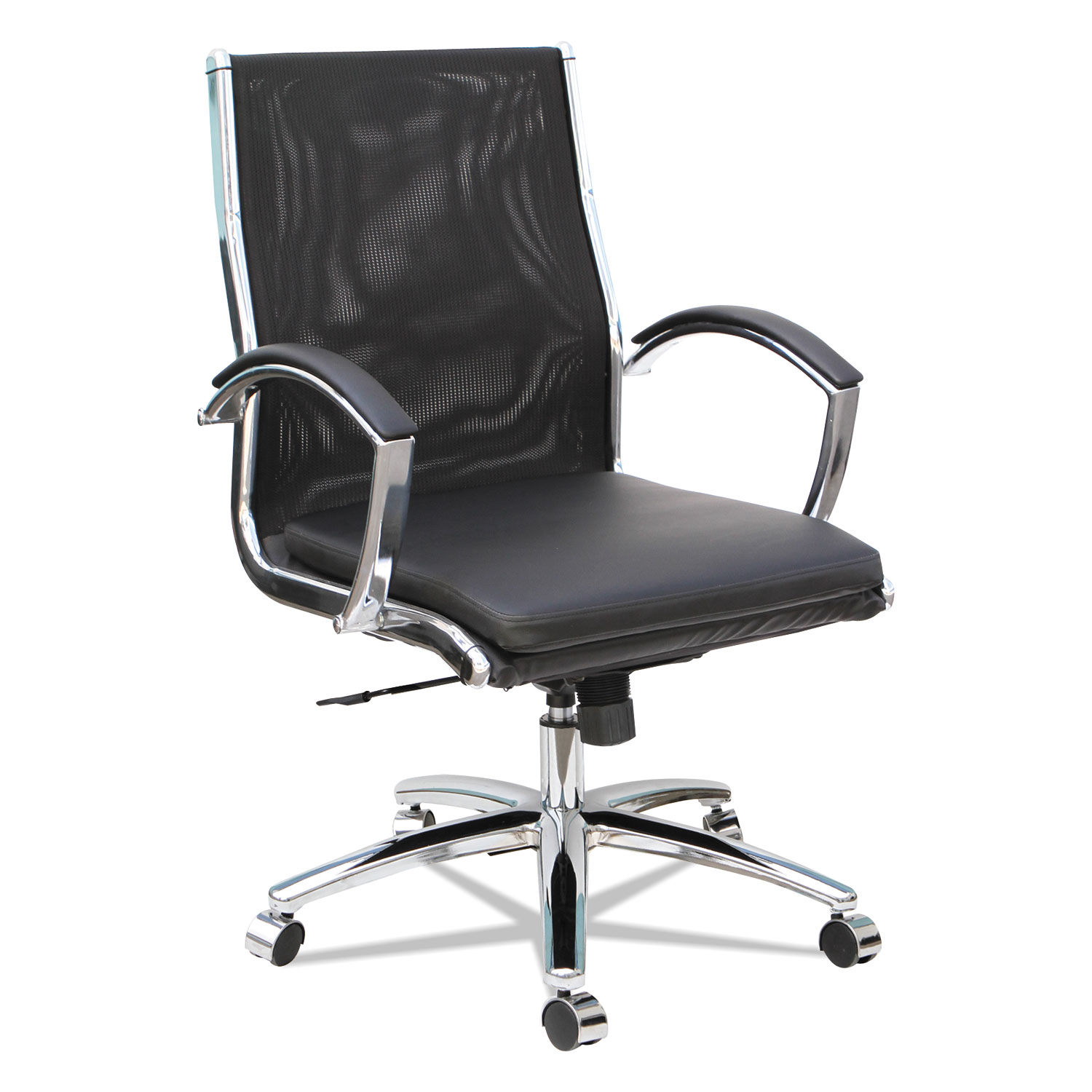 Alera Alenr4218 Leather & Mesh Neratoli Mid-back Slim Profile Chair - Black