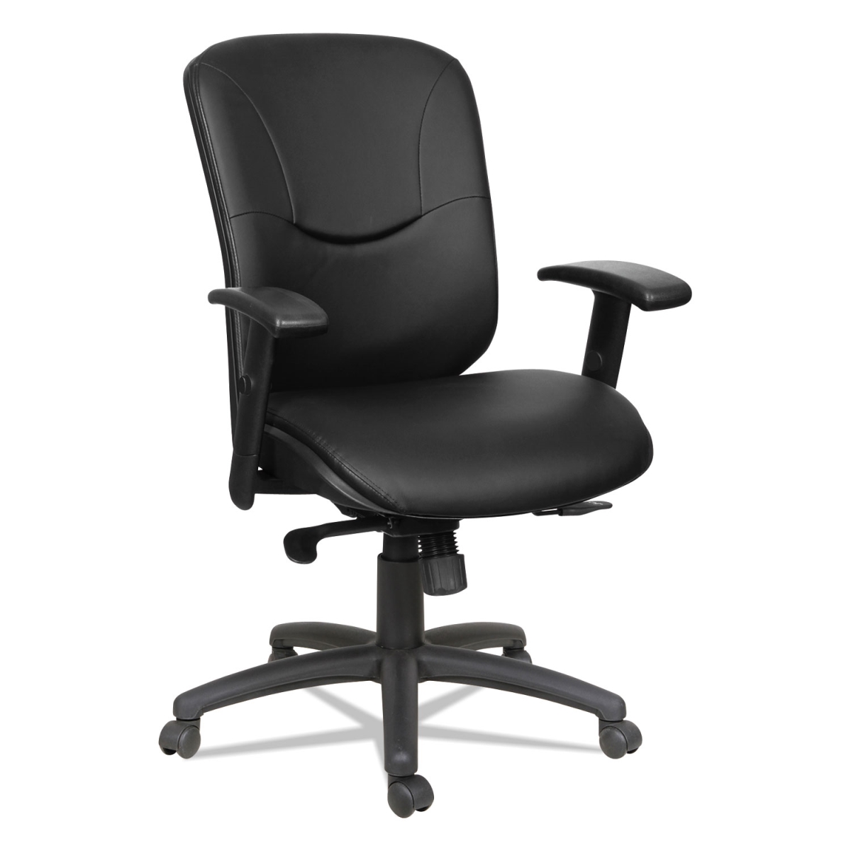 Alera Aleen4219 Eon Series Mid-back Leather Synchro With Seat Slide Chair, Black