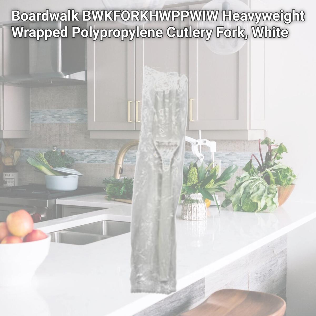 Picture of Boardwalk BWKFORKHWPPWIW Heavyweight Wrapped Polypropylene Cutlery Fork, White