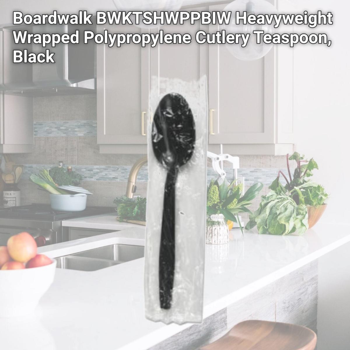 Picture of Boardwalk BWKTSHWPPBIW Heavyweight Wrapped Polypropylene Cutlery Teaspoon, Black