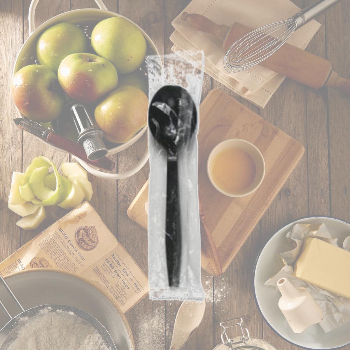 Picture of Boardwalk BWKSSHWPPBIW Heavyweight Wrapped Polypropylene Cutlery Soup Spoon, Black