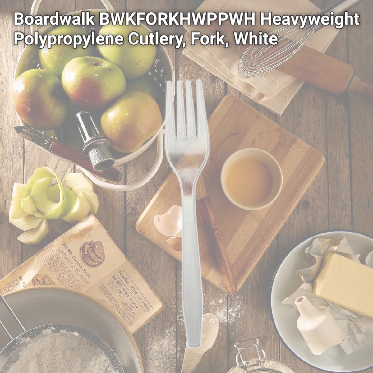 Picture of Boardwalk BWKFORKHWPPWH Heavyweight Polypropylene Cutlery, Fork, White