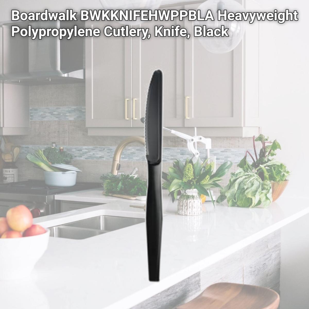 Picture of Boardwalk BWKKNIFEHWPPBLA Heavyweight Polypropylene Cutlery, Knife, Black