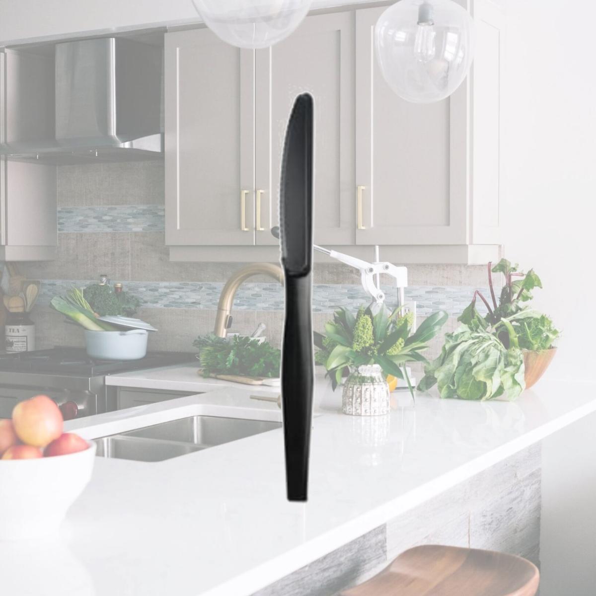 Picture of Boardwalk BWKKNIFEHWPPBLA Heavyweight Polypropylene Cutlery, Knife, Black