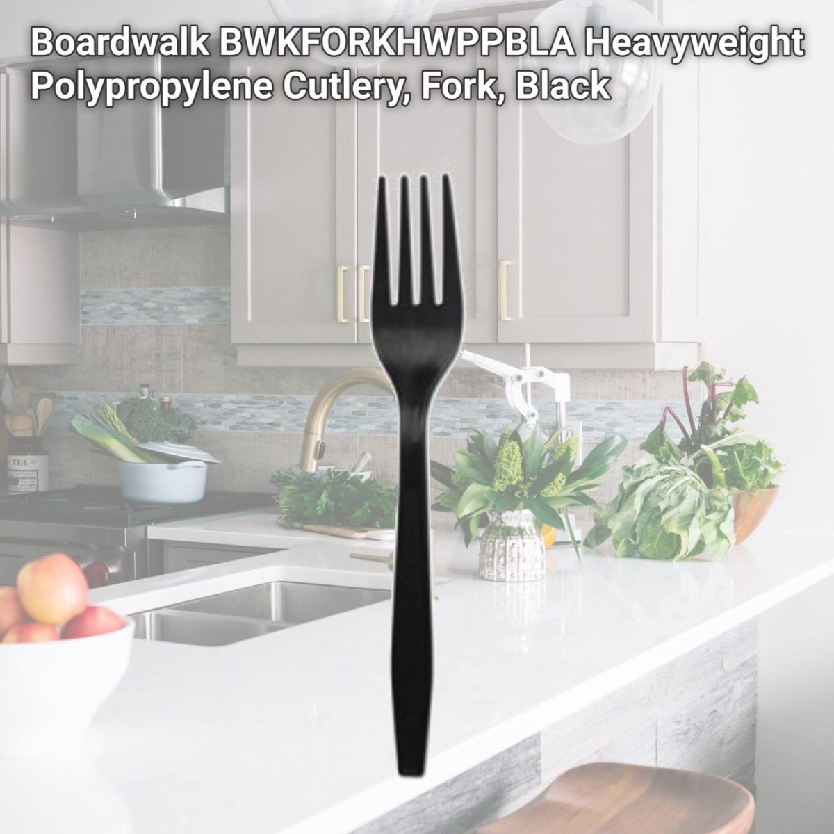 Picture of Boardwalk BWKFORKHWPPBLA Heavyweight Polypropylene Cutlery, Fork, Black