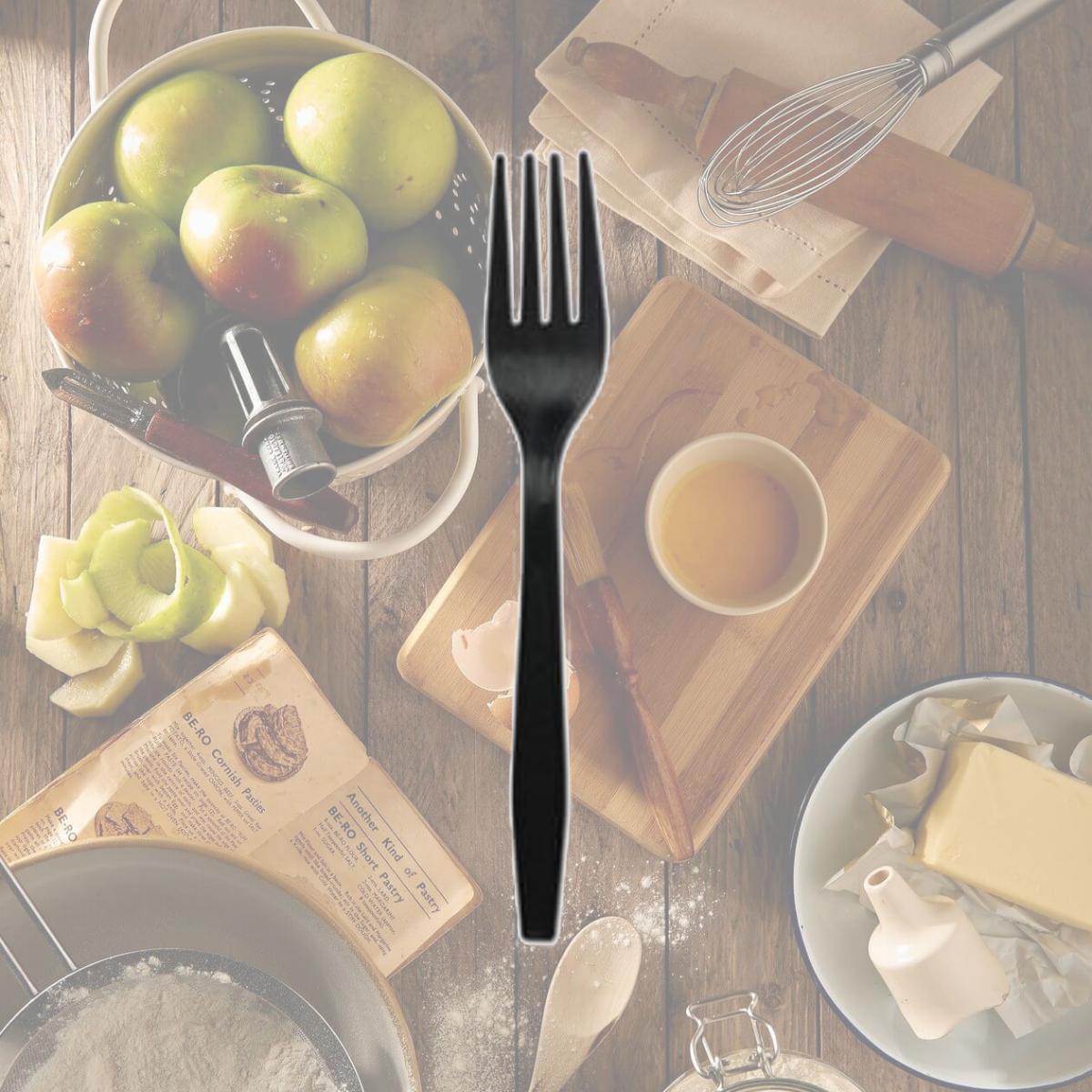 Picture of Boardwalk BWKFORKHWPPBLA Heavyweight Polypropylene Cutlery, Fork, Black