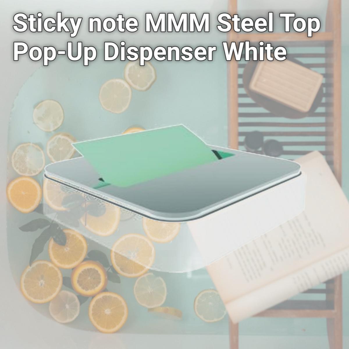 Picture of Sticky note MMMSTL330WH Steel Top Pop-Up Dispenser, White