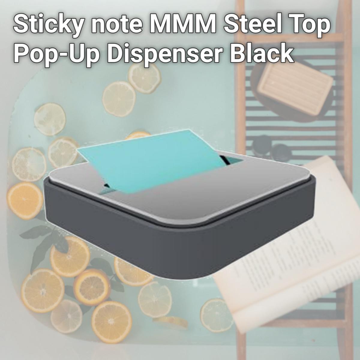 Picture of Sticky note MMMSTL330BK Steel Top Pop-Up Dispenser, Black