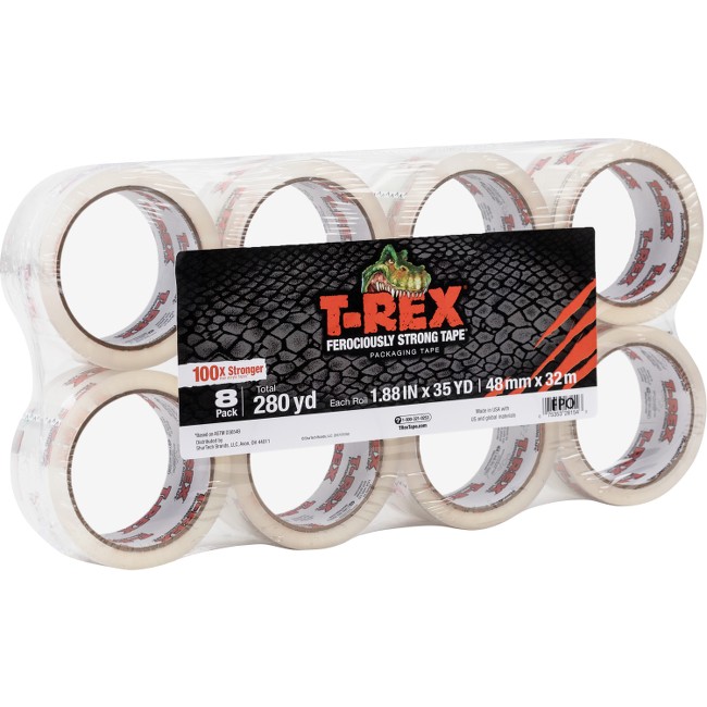 . 285723 T-rex Strong Packaging Tape, Clear - 1.88 In. W X 35 Yd. L