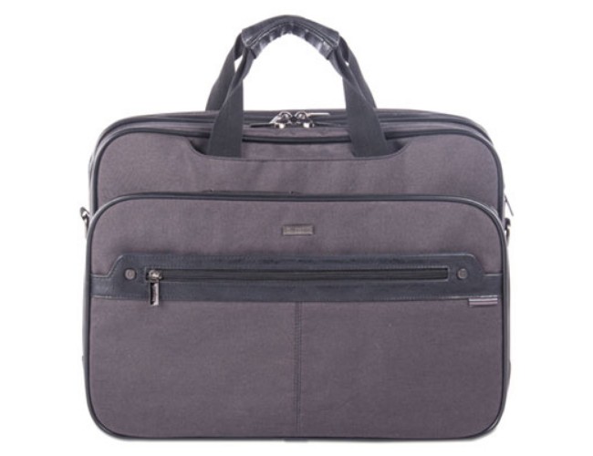 Exb523 Harry Executive Briefcase - Nylon & Synthetic Leather, Gray