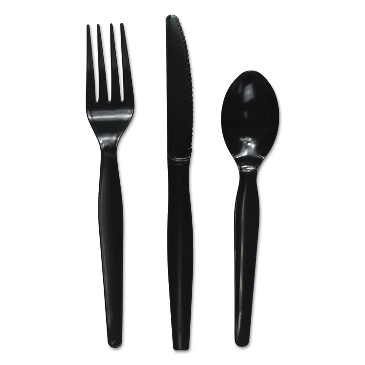 Fkthwpsbla Three-piece Cutlery Kit, Fork & Knife & Teaspoon, Black