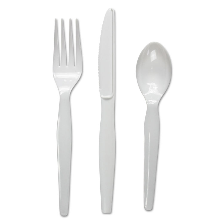 Fkthwpswh Three-piece Cutlery Kit, Fork & Knife & Teaspoon, White