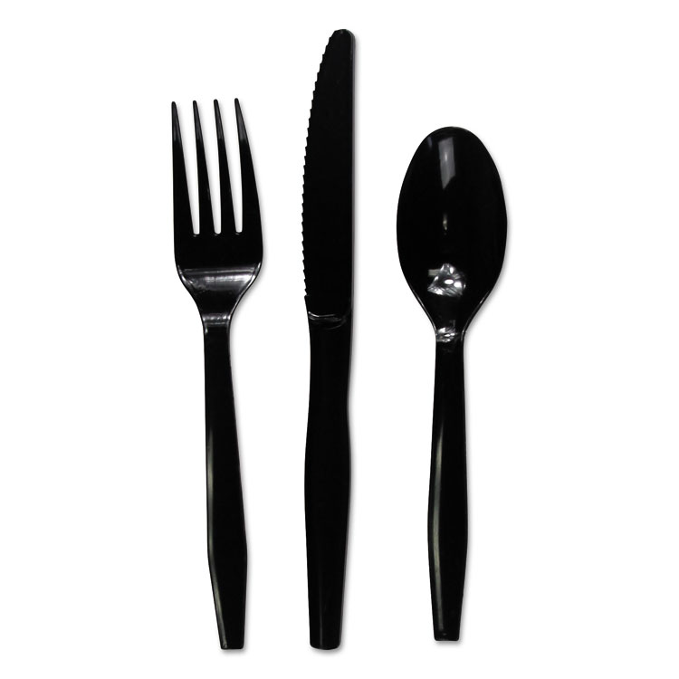 Fktmwpsbla Three-piece Cutlery Kit, Fork & Knife & Teaspoon, Black