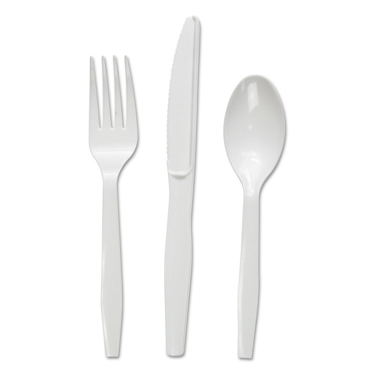 Fktmwpswh Three-piece Cutlery Kit, Fork & Knife & Teaspoon, White