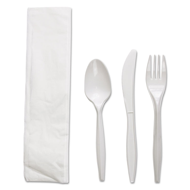 Fktnmwppwh Four-piece Cutlery Kit, Fork & Knife & Napkin & Teaspoon, White