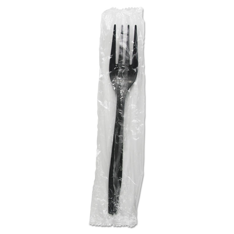 Forkhwppbiw Heavyweight Wrapped Polypropylene Cutlery Fork, Black