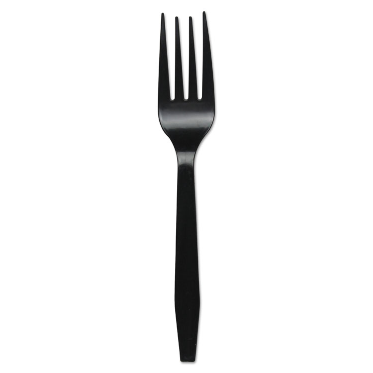 Forkmwpsbla Mediumweight Polystyrene Cutlery Fork, Black