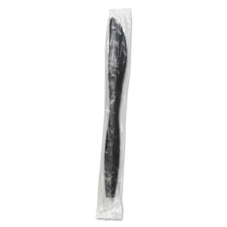 Knihwppbiw Heavyweight Wrapped Polypropylene Cutlery, Knife - Black