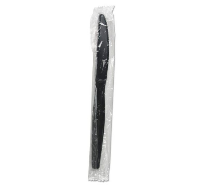 Knihwpsbiw Heavyweight Wrapped Polypropylene Cutlery, Knife - Black