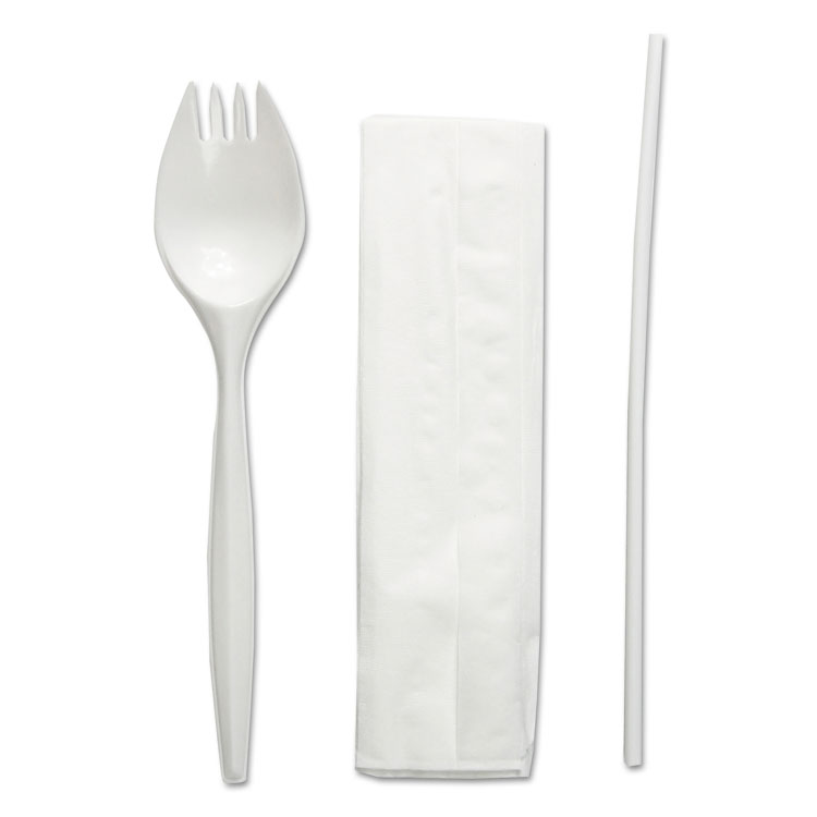 Schoolmwpp School Cutlery Kit - Napkin , Spork , Straw - White