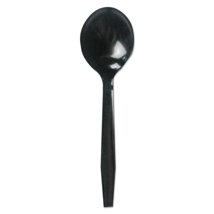 Soupmwpsbla Mediumweight Polypropylene Cutlery - Soup Spoon , Black