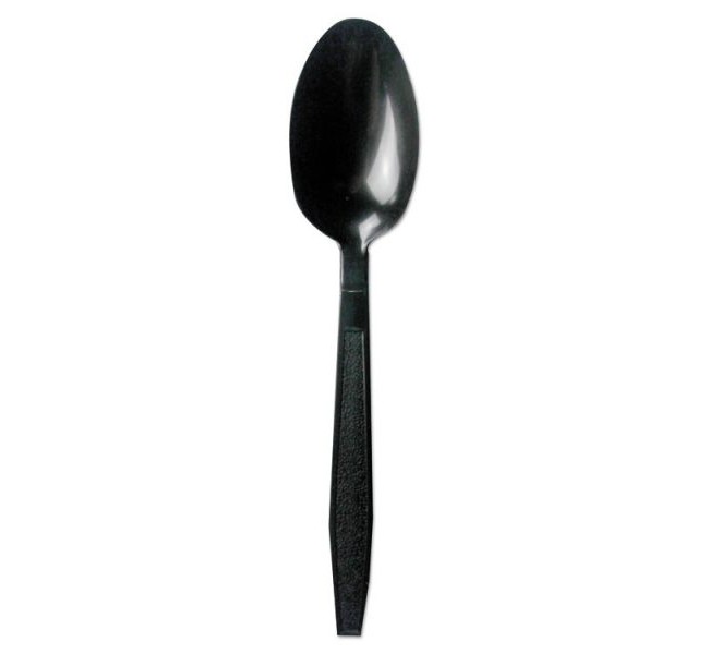 Teahwppbla Heavyweight Polypropylene Cutlery Teaspoon - Black