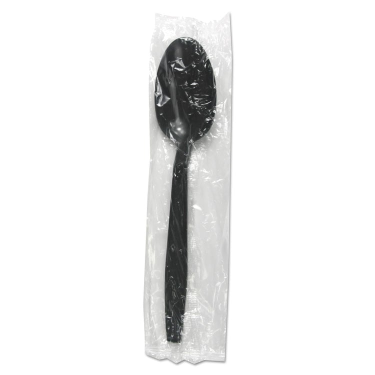 Tshwppbiw Heavyweight Wrapped Polypropylene Cutlery Teaspoon - Black