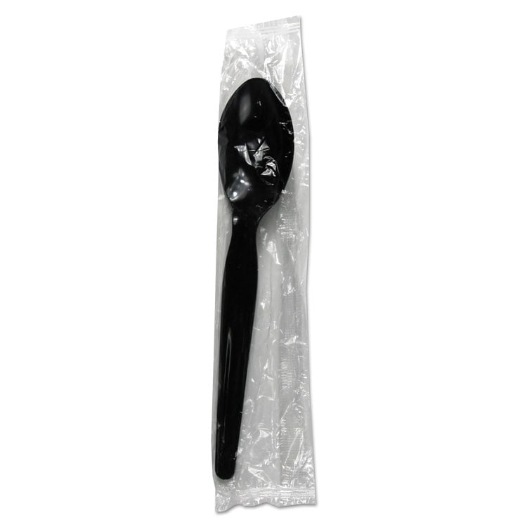 Tshwpsbiw Heavyweight Wrapped Polypropylene Cutlery Teaspoon - Black