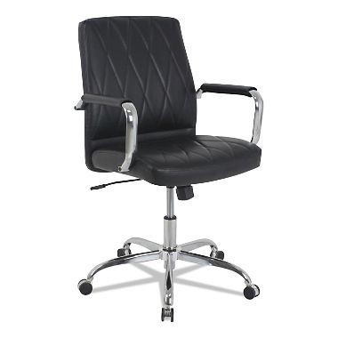 Alera Aleka54219 Mid Back Diamond Embossed Leather Office Chair, Black