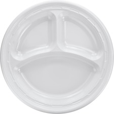 Dcc Cl10p Dart 3-sect Disposable Plastic Dinnerware Covers Plate, Polyester - Clear