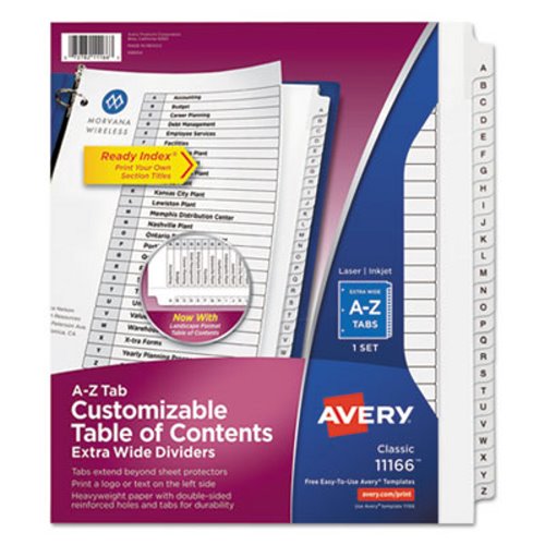 11166 Ready Index Customizable Table Of Contents Dividers, White