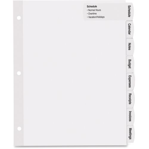 14441 White Label Tab Divider - 8-tab, 20 Per Pack