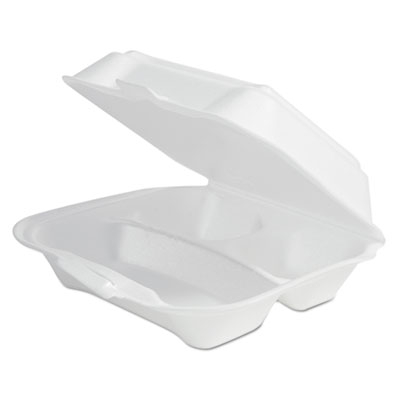 12039 Double Foam Food Containers - White, 2 Per Case - 8 X 8 X 3 In.
