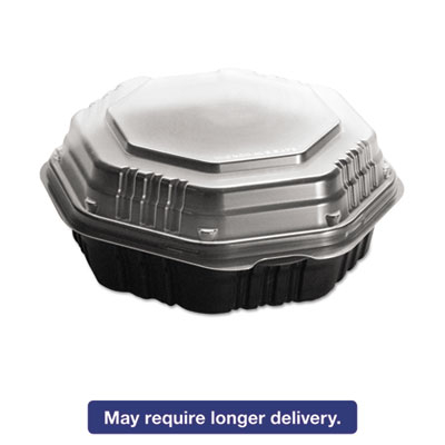 Solo. Cup 809011pp94 31 Oz Octaview Hinged-lid Hot Food Containers - Black & Clear