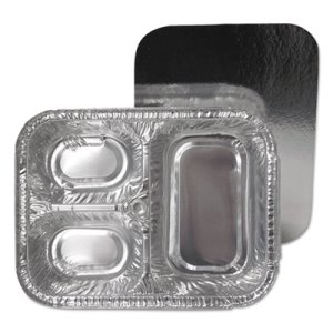 21035l250 23 Oz 3-compartment Foil Pan With Board Lid, Silver