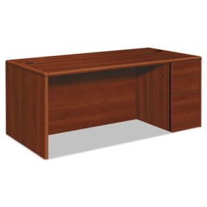 10700 Single Pedestal Desk With Full Right Pedestal, Cognac - 29.5 X 72 X 36 In.