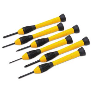 66052 Precision Screwdriver Set, Black & Yellow - 6 Piece