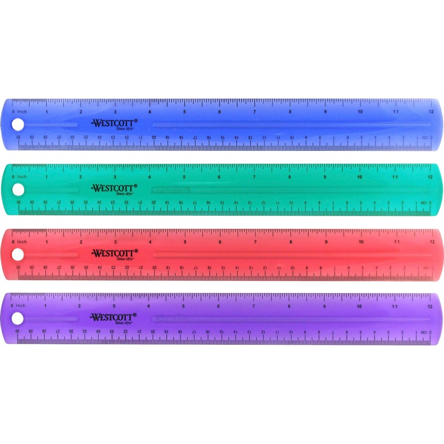 12975 12 In. Jewel Colored Ruler, Assorted Color