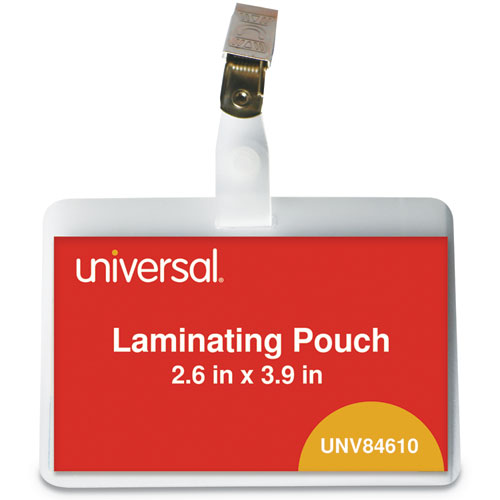 84610 3.75 X 3.87 In. 5 Mil Clear Laminating Pouches With Id Badge & Clip - Pack Of 25