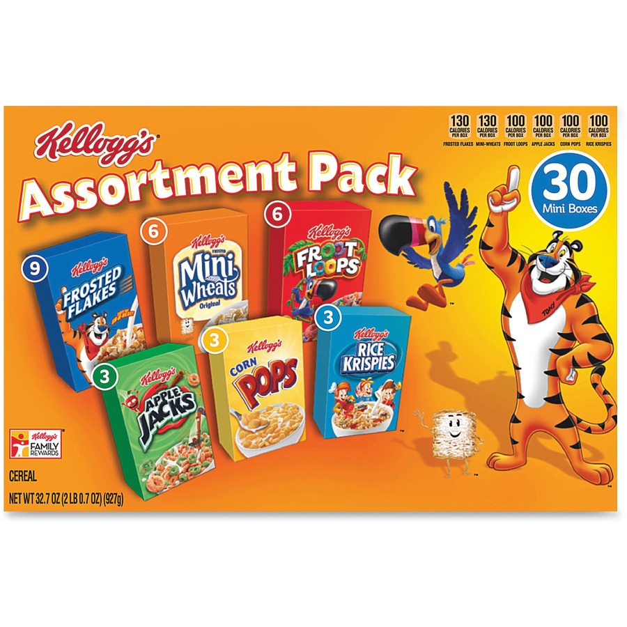 14746 2.39 Oz Assorted Pack Breakfast Cereal Mini Boxes, 30 Per Case