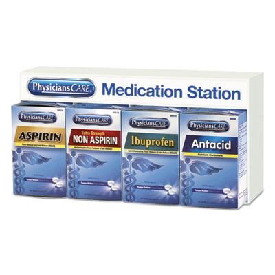 Physicianscare 90780 Aspirin, Ibuprofen Non Aspirin Pain Reliever Antacid Medication Station