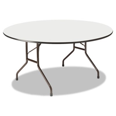 55267 60 Dia. X 29 In. Premium Wood Laminate Folding Table, Gray Top & Charcoal Base