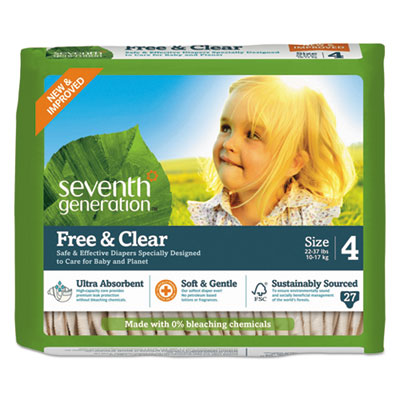 44063 Size 4 Free & Clear Baby Diapers, 4 Pack Per Case