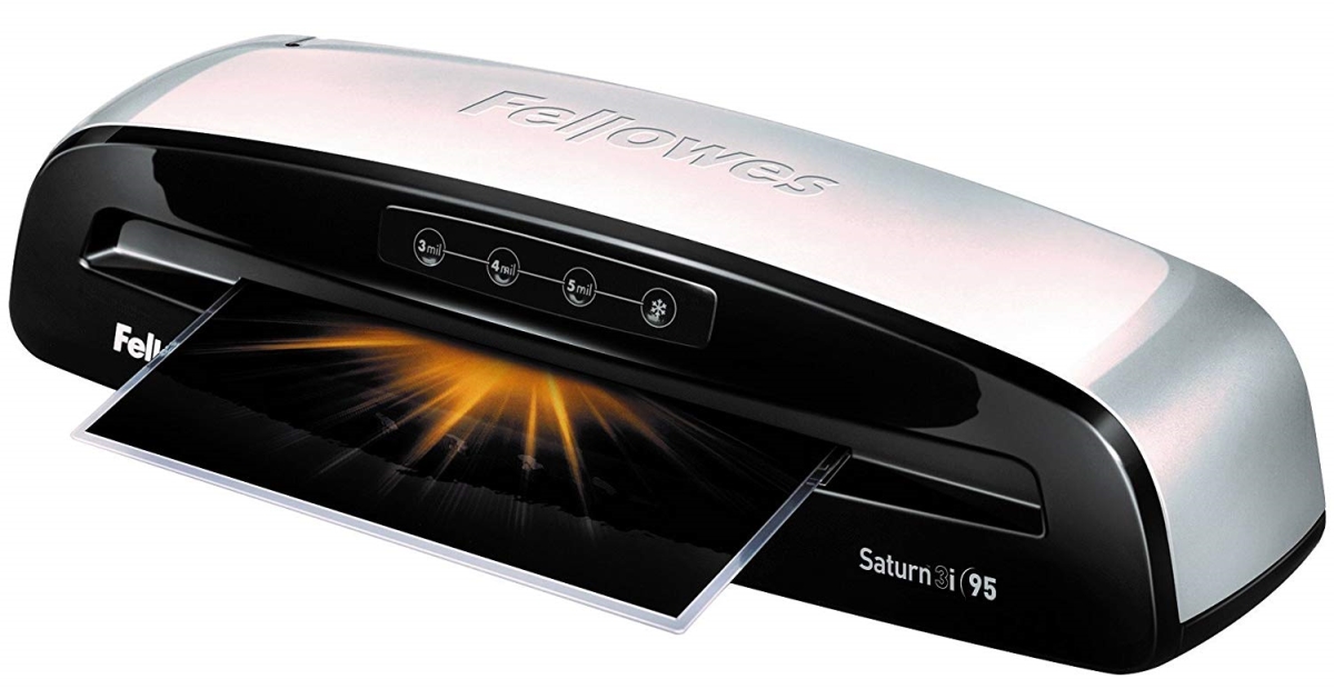 Fellowes 5735801 9 In. X 5 Mil Saturn3i 95 Laminator With Pouch Starter Kit - Silver & Black