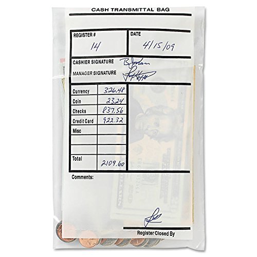 236006920 6 X 9 In. Cash Transmittal Bags, Self-sealing - Clear, 500 Per Box