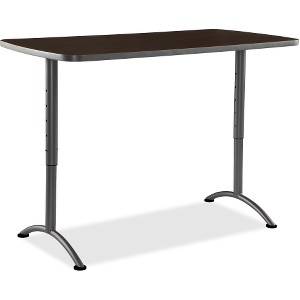 69314 Arc Sit-to-stand Tables With Rectangular Top - Walnut & Gray, 30-42 X 30 X 60 In.