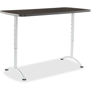 Arc Sit-to-stand Tables With Rectangular Top - Gray Walnut & Silver, 30-42 X 30 X 60 In.