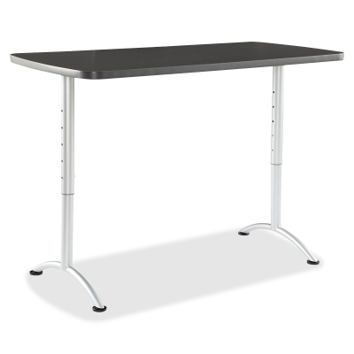 69317 Arc Sit-to-stand Tables With Rectangular Top - Graphite & Silver, 30-42 X 30 X 60 In.